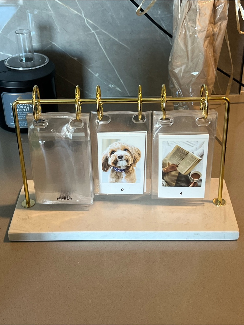 Gold & White Rotating Photo Display Stand - Home Accents